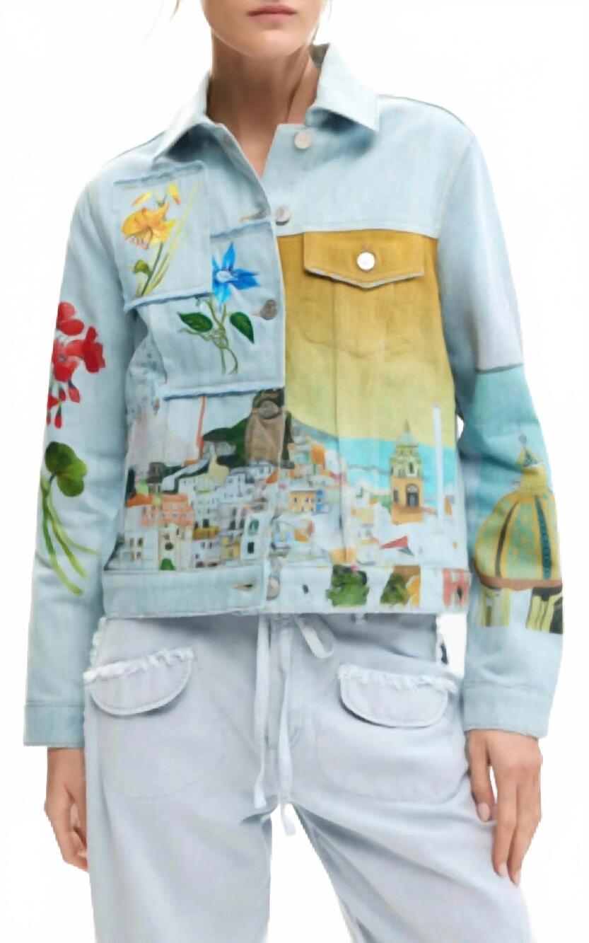 NEW DESIGUAL amalfi denim trucker jacket in medium blue
